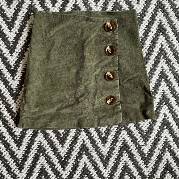 🍃Altar'd State Green Corduroy Cute As A Button Mini Skirt - Picture 3 of 6